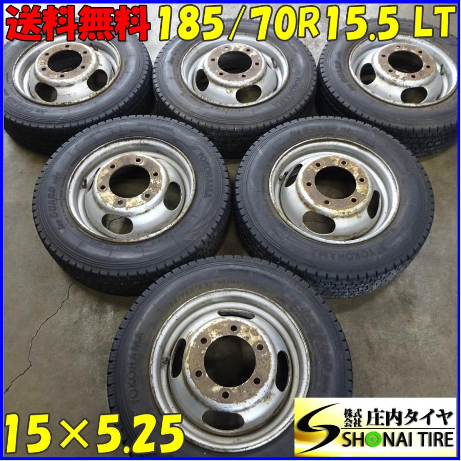 iceGUARD 185/70R15.5×5.25J 106/104 LT スタッドレスタイヤ＆鉄 6本 