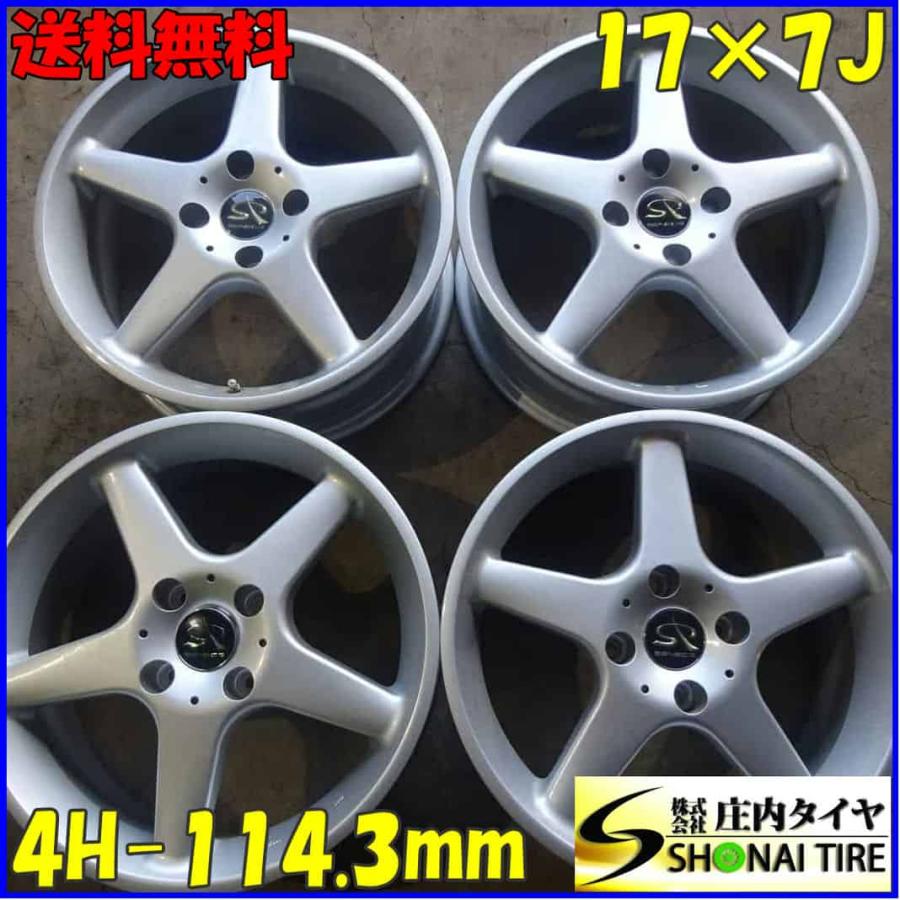 新品4本SET 会社宛 送料無料 17×7J SENECA 汎用 アルミ 4穴 PCD 114.3 