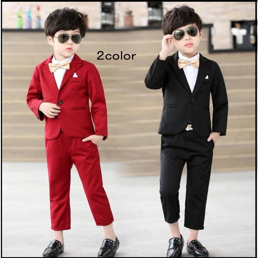 激安 キッズスーツ 男の子2点セット 上下セット ジュニア タキシード 男の子スーツ 子供服 フォーマル