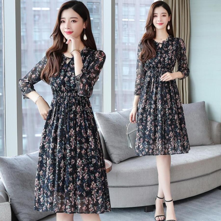 花柄ワンピース パーティードレス ミモレ丈ワンピース カジュアル 代 30代 40代 50代 Aラインワンピ 発表会 お食事会 同窓会 女子会 上品 おしゃれ 着痩せ 返品 交換対象商品