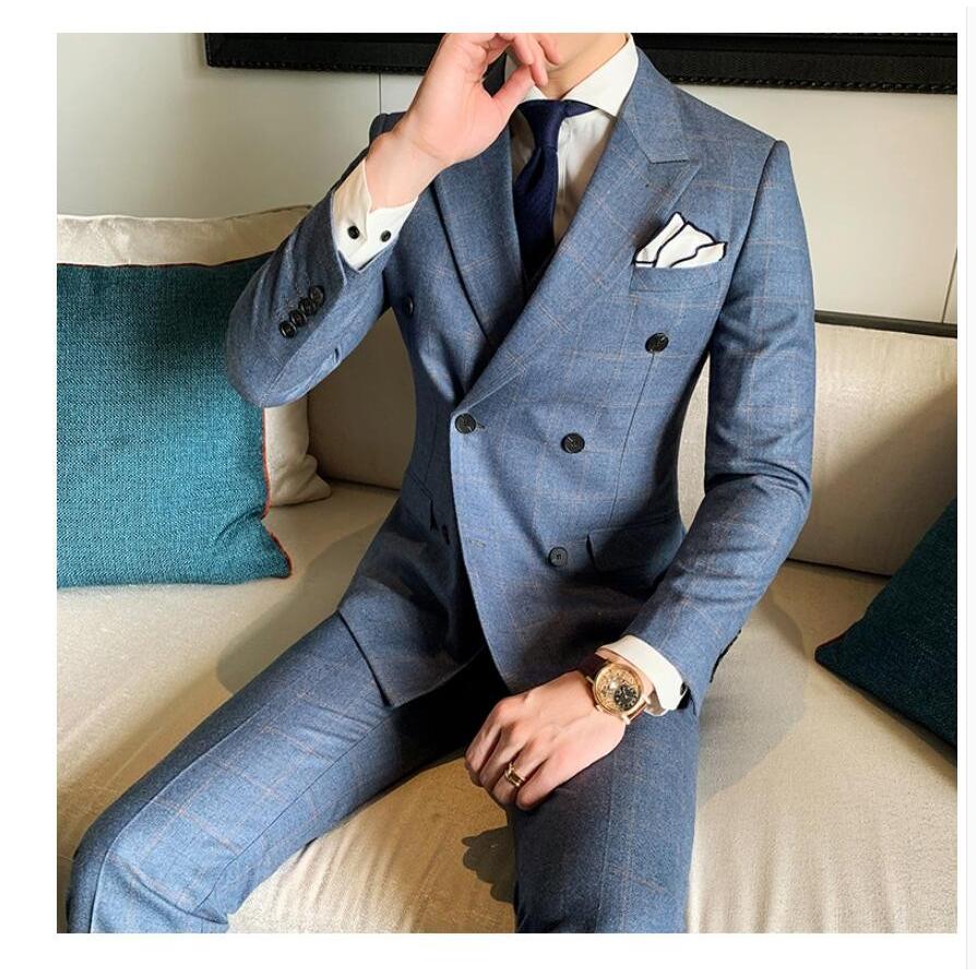 メンズスーツ 3点セットスーツ カッコイイ チェック柄 ダブルボタンスーツ フォーマルスーツ 結婚式 二次会 成人式 卒業式 就職活 ビジネススーツ 披露宴 お洒落 313 2 Fastfast 通販 Yahoo ショッピング