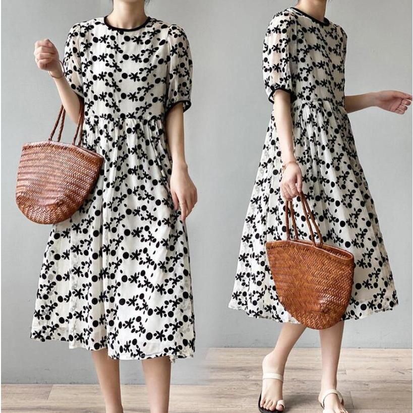 ワンピース レディース 40代 30代 50代 マキシワンピース 春夏 半袖ワンピース 花柄 パフスリーブ Aラインスカート オシャレ大人可愛い ゆったり韓国風 ブランド品専門の