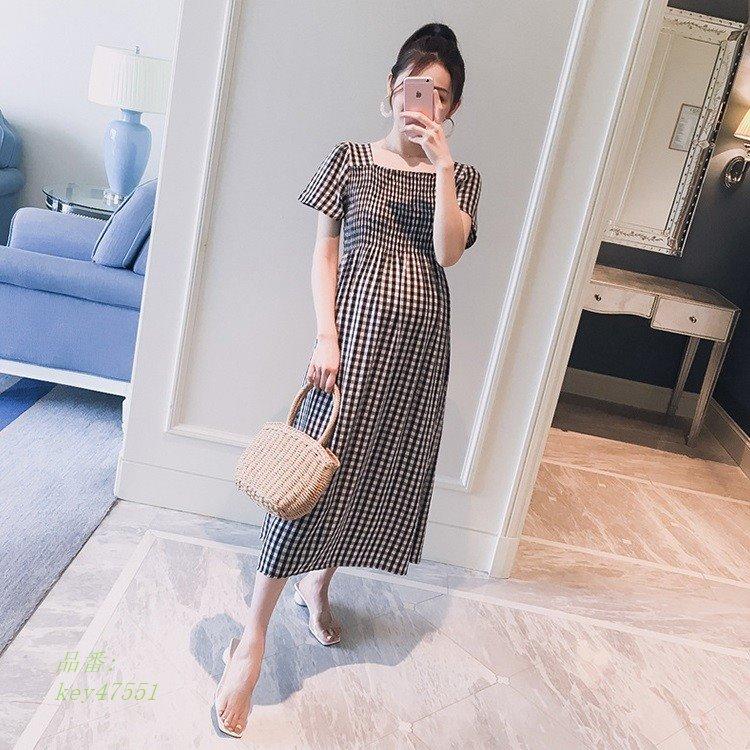 ワンピース レディース 夏 通勤 オシャレ ゆたっり きれいめ 妊娠服 大きいサイズ チェックワンピース 半袖 韓国風 着痩せ カジュアル ロング丈 ワンピース Key Fastfast 通販 Yahoo ショッピング
