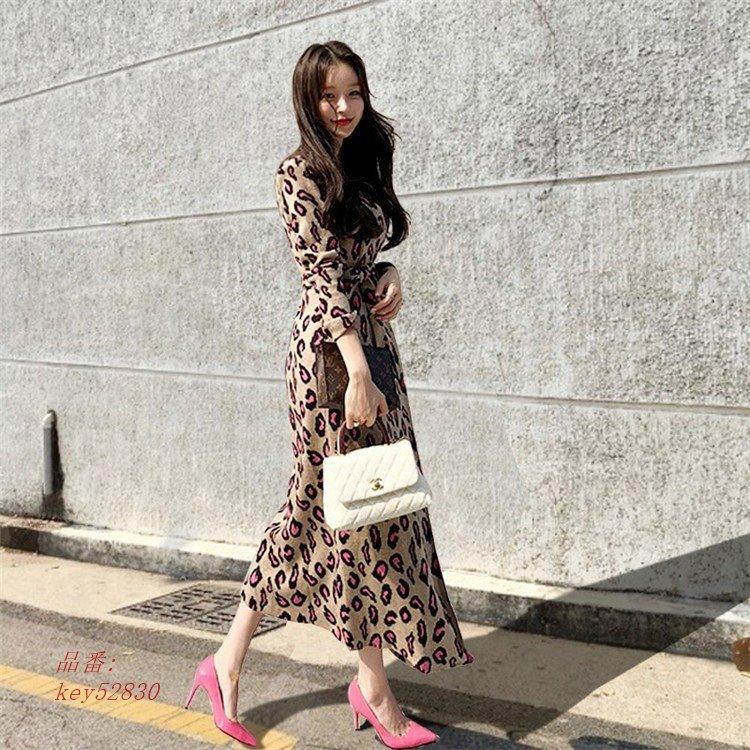 ロングワンピース レディース ワンピ 40代 30代 豹柄 着痩せ ヒョウ柄 大人 大きいサイズ 長袖 カジュアル セクシ ロング丈 50代 カットソー 通勤 高い素材