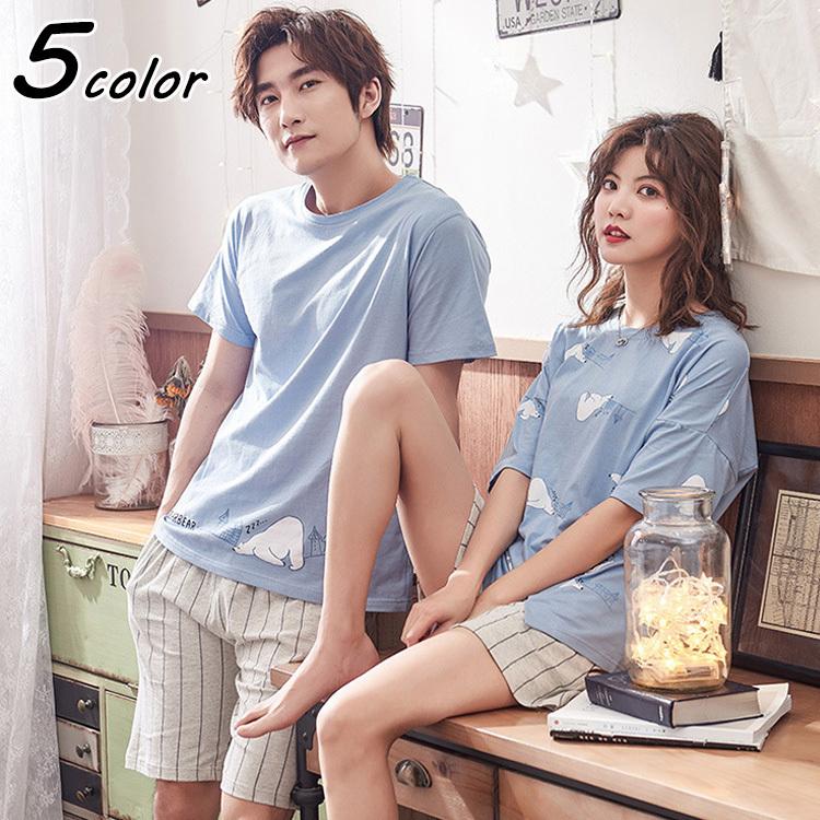 カップルパジャマ ペアパジャマ 春夏 半袖ルームウェア 綿100 ペアルック ギフト メンズ部屋着 無地 可愛い 上下セットレディース 薄手 寝巻き オシャレ Ok Fastfast 通販 Yahoo ショッピング