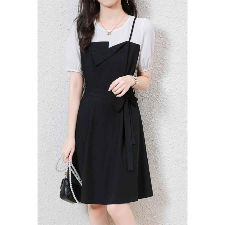 ワンピース レディース ワンピース 半袖 切り替え マキシワンピース 夏 ロングワンピース リボン Ol 通勤 韓国風ワンピース 魅力的な