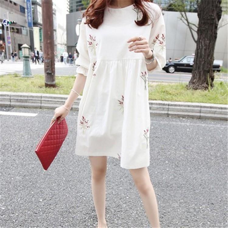 ワンピース レディース 春夏 リゾートワンピース 五分袖 チュニック 刺繍花柄 可愛い 新作 パフスリーブ ミニ丈ワンピース 大きいサイズ 史上一番安い