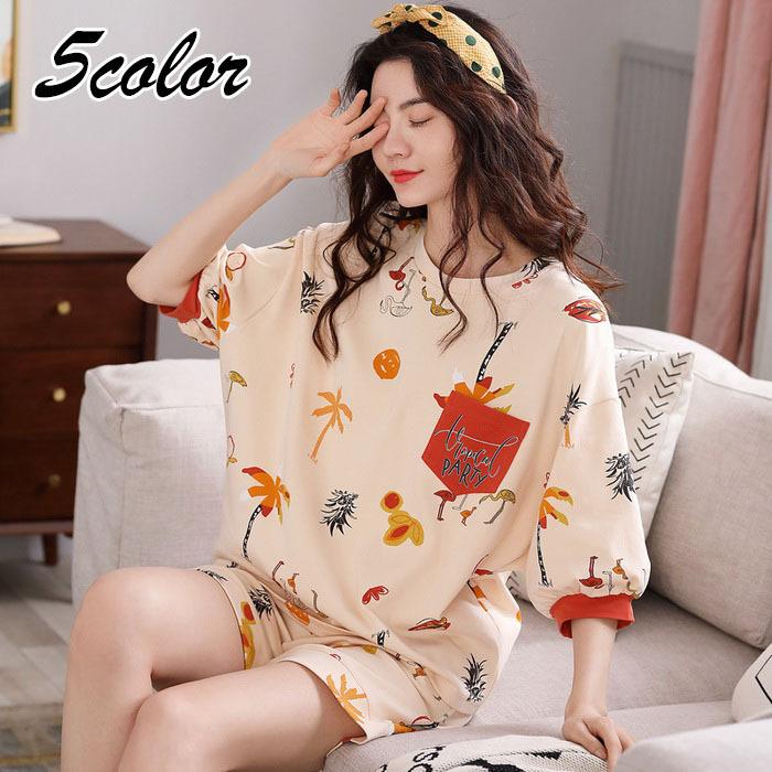 パジャマ ルームウェア レディース 春夏 半袖 綿ルームウェア 5色 寝巻き 大きいサイズ 可愛い ショットパンツ上下セット 女性 オシャレギフト 部屋着 パジャマ N6p6qrp7az Iuu Org Tr