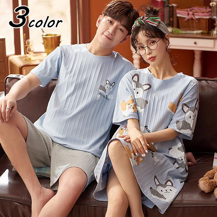 カップルパジャマ ペアパジャマ 春夏 半袖ルームウェア ペアルック 寝巻き 犬 上下セットレディース ショットパンツ 可愛い ギフト オシャレ メンズ部屋着 Ok Fastfast 通販 Yahoo ショッピング
