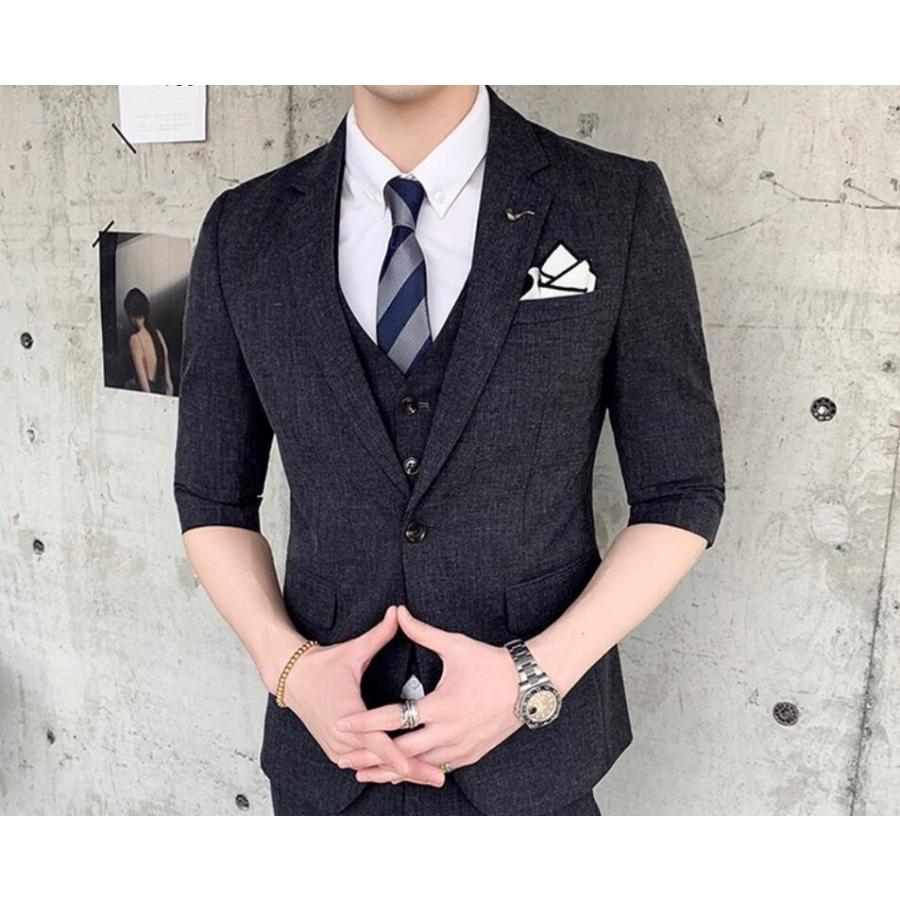 人気再入荷 春夏 無地 4色選択可 3点セット メンズスーツ カジュアル 七分袖 薄手 一つボタン ジャケット ベスト 九分丈パンツ 結婚式 Ol 代30代40代 大きいサイズ 人気第6位 Skylanceronline Com