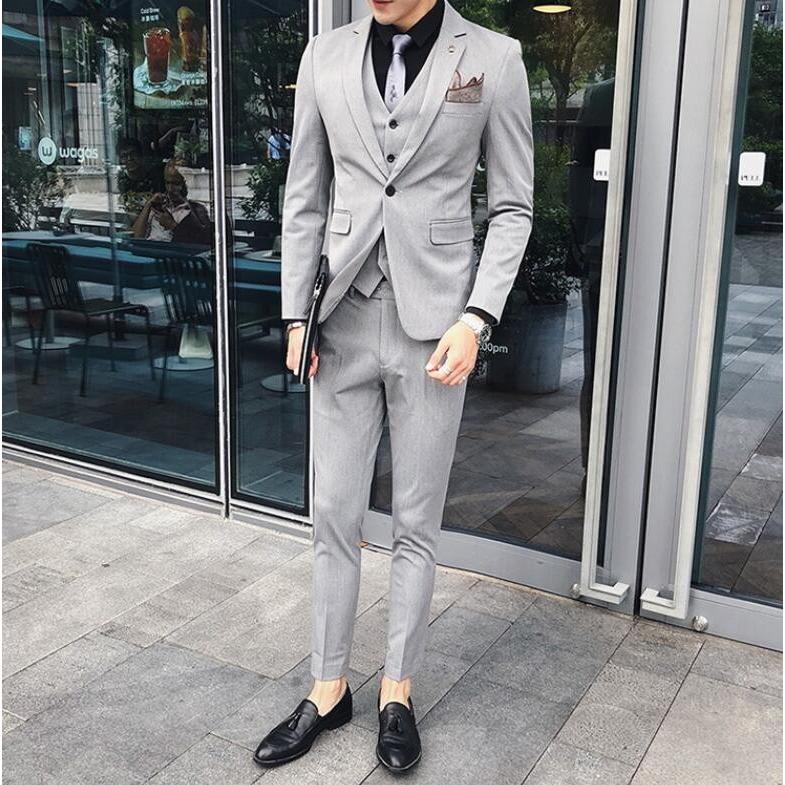 人気絶頂 韓国風 3点セット ジャケット ズボン ベスト 3色入 フォーマル 結婚式 メンズ 卒業式 オフィス カジュアル 通勤 通学 細身 スーツ ビジネス 最適な価格 Mahy Almahy Ae