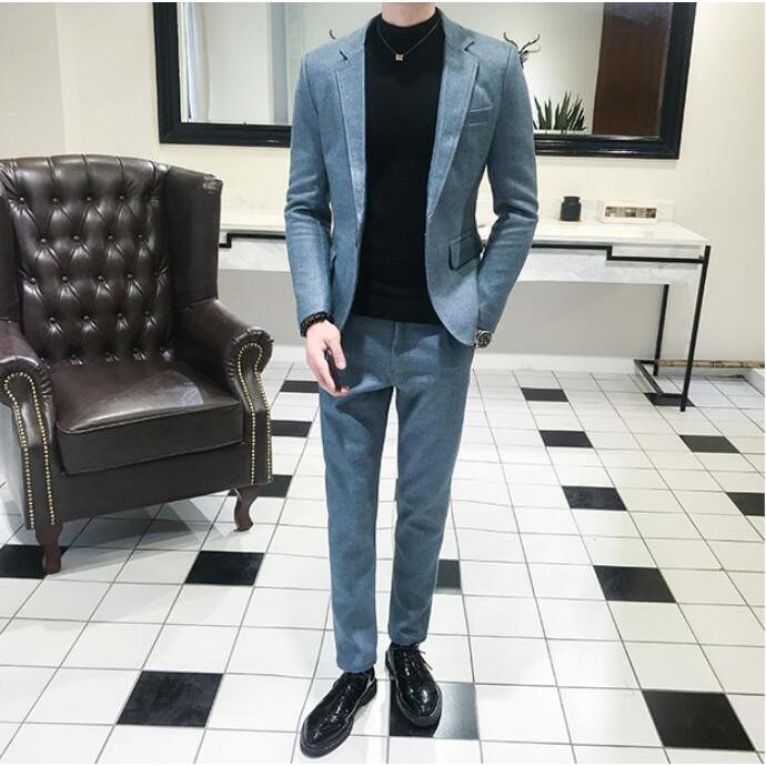 格安 メンズスーツ 秋冬 テーラードジャケット 2点セット ジャケット ズボン 4色入 韓国風 結婚式 細身 お洒落 通勤 面接 宴会 成人式 入学式 新発売の