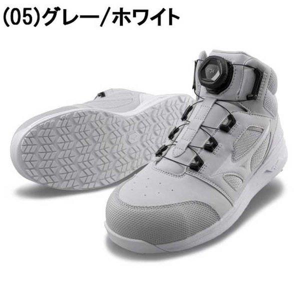 Mizuno BOA安全スニーカー ホワイト/グレー MIZUNO（ミズノ） 3E相当 メンズ オールマイティ LS II 73M BOA ミドル
