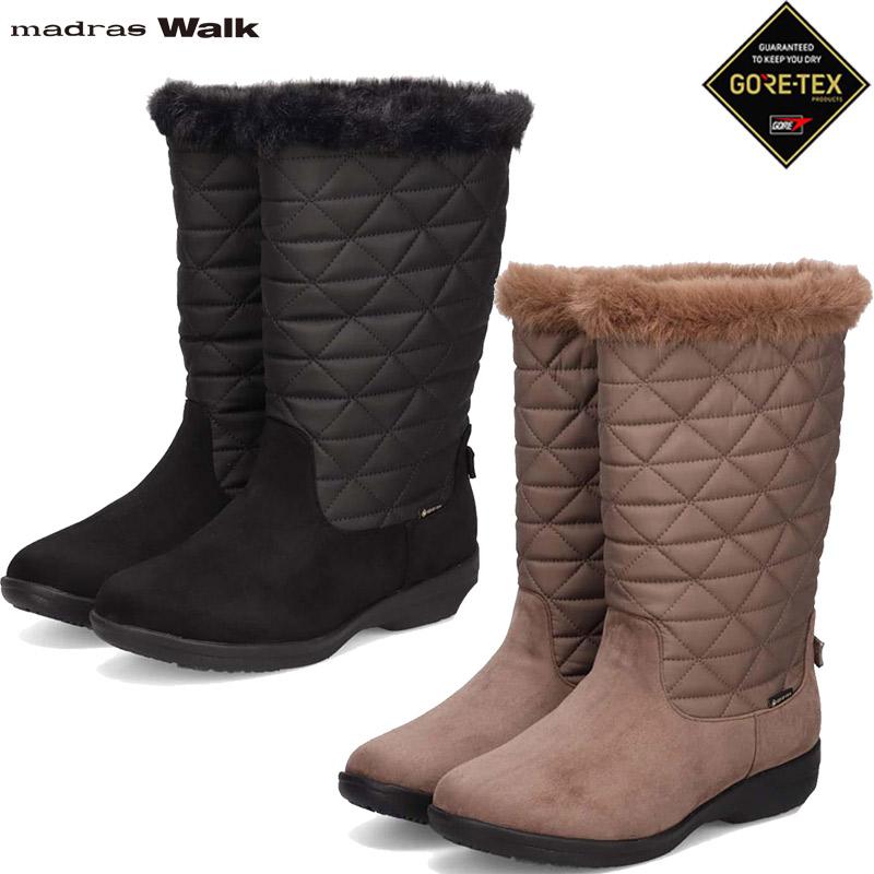 4E 幅広 ワイド マドラスウォーク レディース ブーツ 靴 シューズ ゴアテックス 防水 ミドル ロング おしゃれ フェミニン 透湿性 快適 グリップ性 ブラック 黒 ベージュ 送料無料 madras Walk MWL4003 madras Walk（マドラス ウォーク） 4E 幅広 ワイド レディース ブーツ