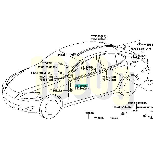 トヨタ純正新品】TOYOTA 未使用品 ☆超希少品☆ GSE20 ドア 水切り