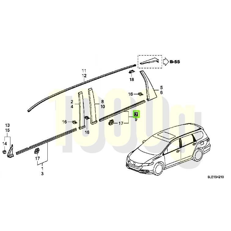 【ホンダ純正新品】HONDA 未使用品 ★超希少品★ オデッセイ ＲB3 水切りモール リア右 後右 ベルトモール RB3 RB4 2008/10-2013/11の画像