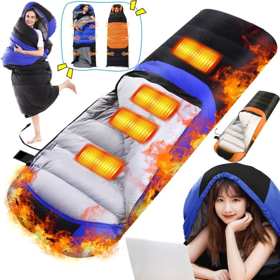 可愛いクリスマスツリーやギフトが 22 電熱寝袋 シュラフ 電気シュラフ 冬用 封筒型 Usb加熱 3段階温度調整 キャンプ用品 ヒートシュラフ 冬用 快適温度 15 2 その他クライミング用品 Yunava Coaching De