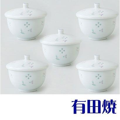 有田焼 ホタルつゆ草 湯呑み5客セット（フタ付汲出揃え）｜shop-adex