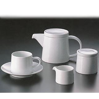 白山陶器 M型コーヒーカップ カフェセット（ホワイト）（ポット・シュガーポット・クリーマー付き）｜shop-adex