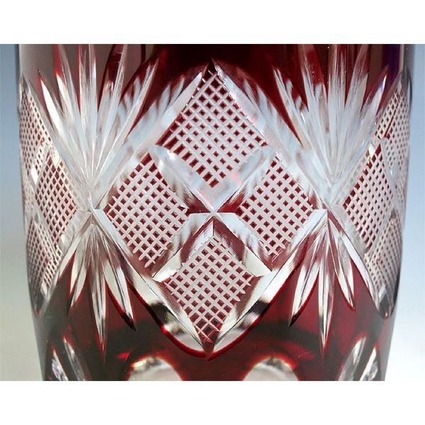 田島硝子（TAJIMA GLASS） 江戸切子グラス 名入れ 彫刻 魚子 赤 還暦