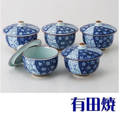 有田焼 秀峰 梅紋 小鉢 5客セット 陶器 箱あり 有田焼 梅小紋 湯呑み5客セット（フタ付き汲出揃え） : お値打ち本舗