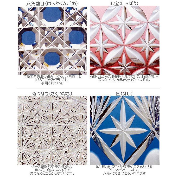 切子 クリスタル 盃 八角籠目文様 青 ルリ 切子 クリスタル 盃 八角籠