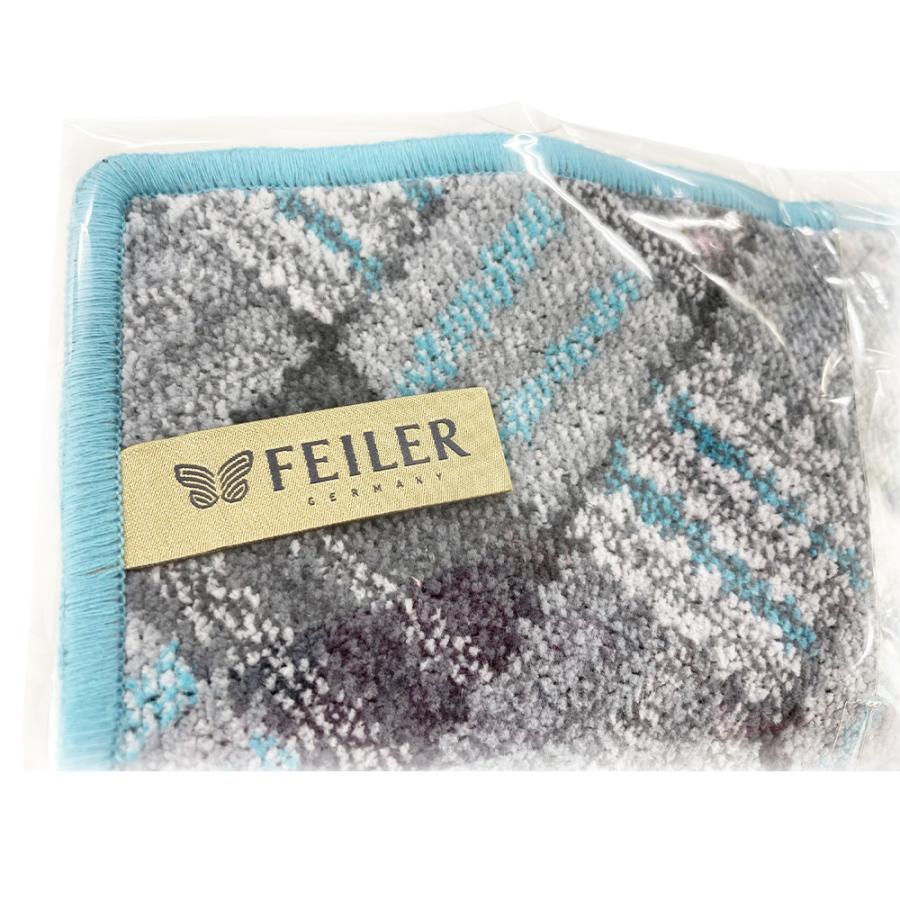 feiler フェイラー メンズ ブルー グレー チェック ハンカチ feiler フェイラー メンズ ブルー グレー チェック ハンカチ