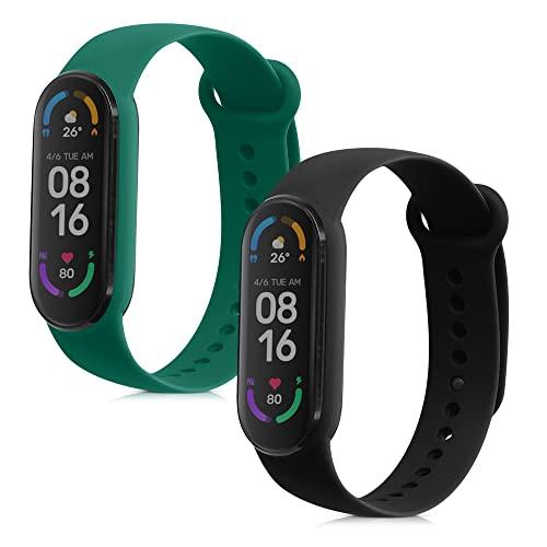 [kwmobile] 2x ベルト 対応: Xiaomi Mi Smart Band 6 / Mi Band 6 / Band 5 バンド - シリコンバンド ソフト TPU 耐久性 黒色/深緑色｜shop-all-day｜08