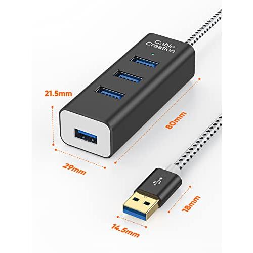 USB ハブ,CableCreation 4 IN 1 USB 3.0 ハブ 1.5M 耐久性編組3.0延長ケーブル Mac/PC/USBフラッシュディスクに対応 ブラック｜shop-all-day｜07