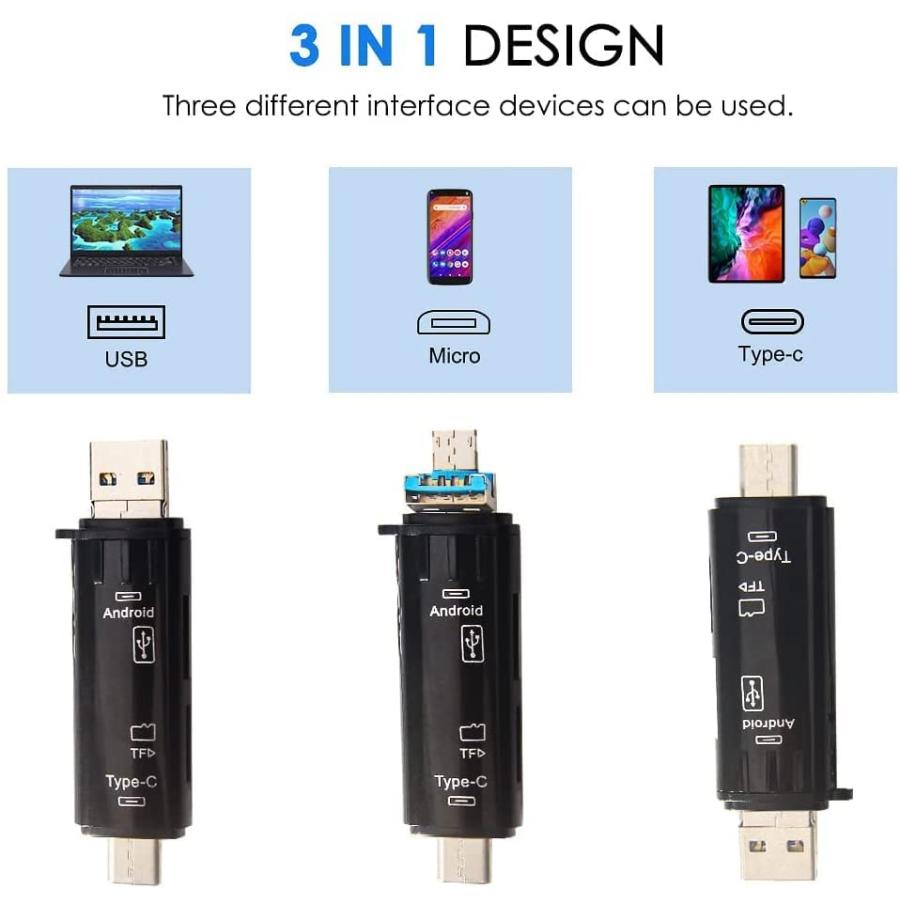 LEIZHAN【USB/Type-C/Micro 3in1】メモリカードリーダー microSD/USBマルチカードリーダー 超高速データ転送 USB/Micro SDカード両対応 多機能 １台2｜shop-all-day｜03