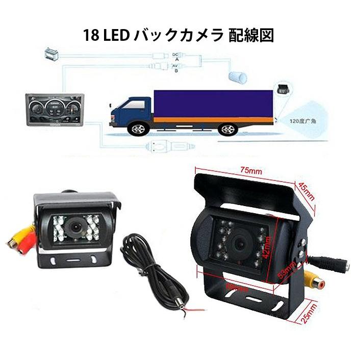 バックカメラ 防水 広角135度 18個LED 12/24V対応 車載用カメラ バックカメラ 防水 広角135度 18個LED 12/24V対応 車載用カメラ