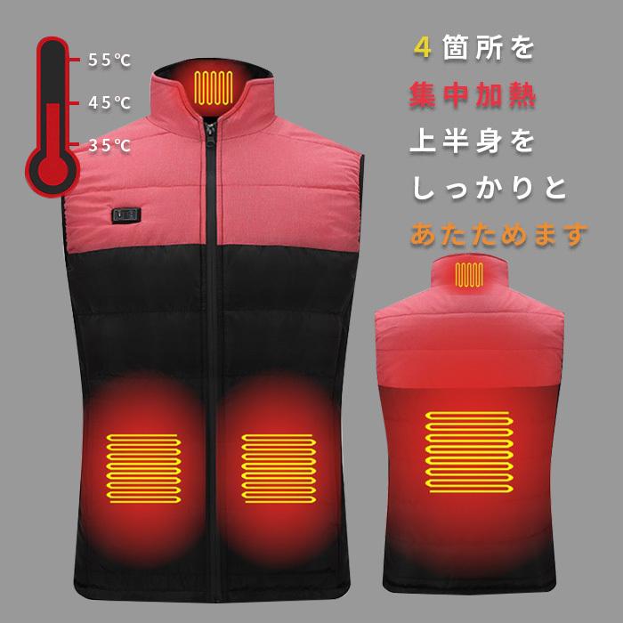 電熱ベスト 男女兼用 ダブルスイッチ USB アウター ベスト電熱