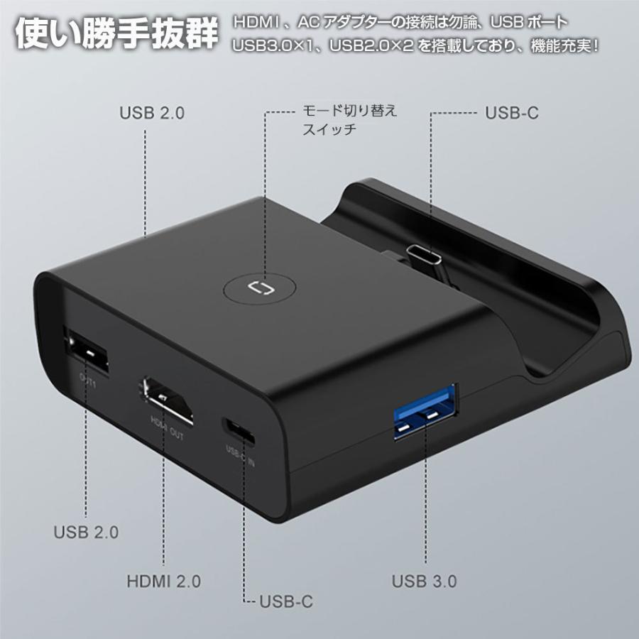 Switch ドック ポータブル ミニドック TypeC to HDMI 純正ドック代わりに 小型 USBポート テレビ ゲーム 周辺機器 アクセサリー コンパクト｜shop-always｜03