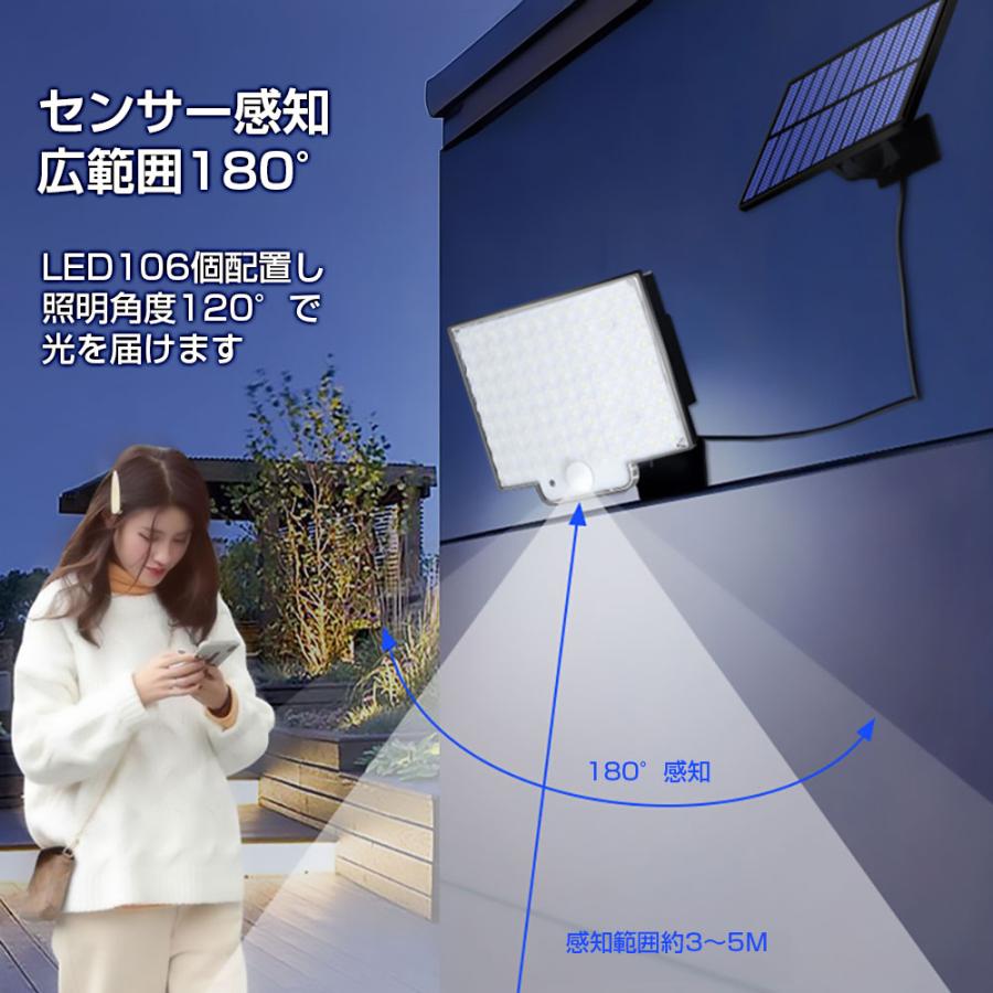 LEDソーラーライト ソーラーパネル分離式 180度感知 人感 LEDソーラーライト ソーラーパネル分離式 180度感知 人感