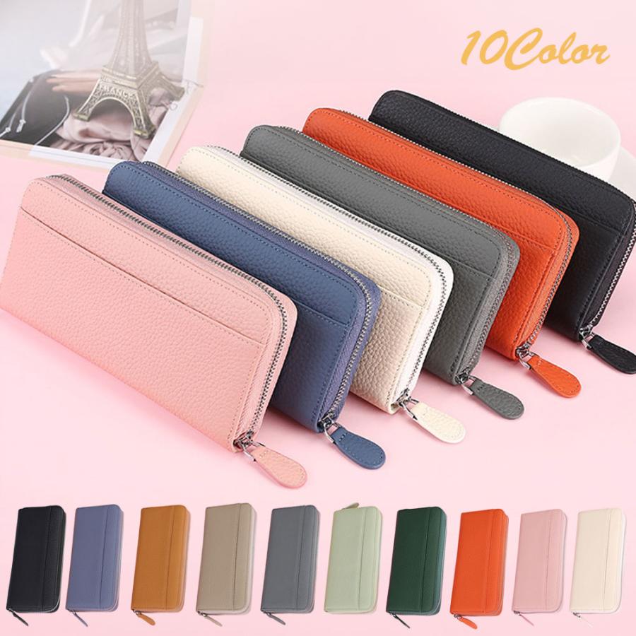 長財布 新品 本革 ラウンドファスナー レディース 大容量 レザー オレンジi4