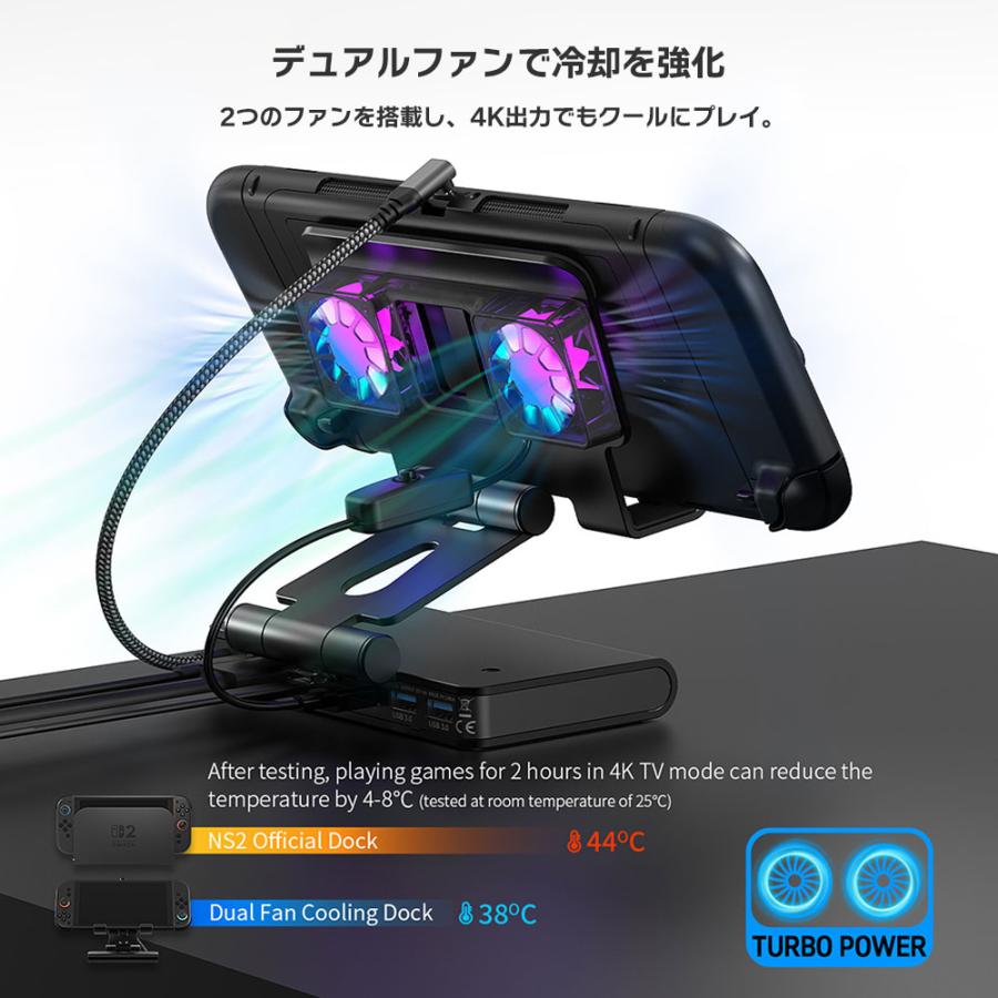 Switch2 120Hz対応 ポータブル ドック 最大4K/144Hz HDMI2.1 VRR/HDR