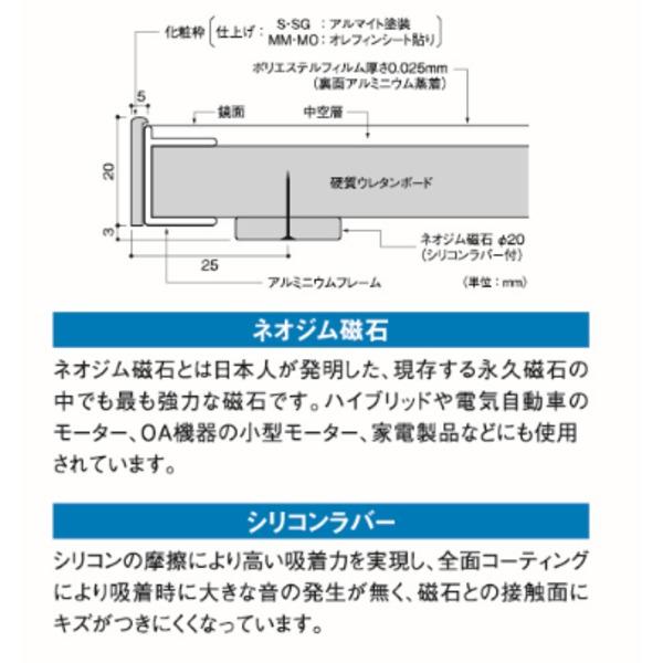 割れない 姿見鏡 (45×120cm シルバー) 日本製 軽量 マグネットタイプ 飾縁付(両サイドのみ) 『REFEX リフェクス』_4
