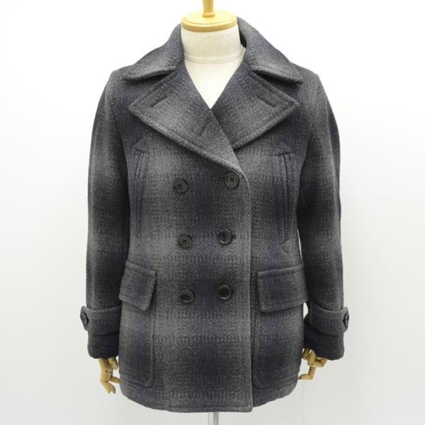 Burberry London バーバリー ロンドン Pコート シャドウチェック 当店は最高な サービスを提供します A1f47 441 22 グレー チェック柄 メンズ サイズl