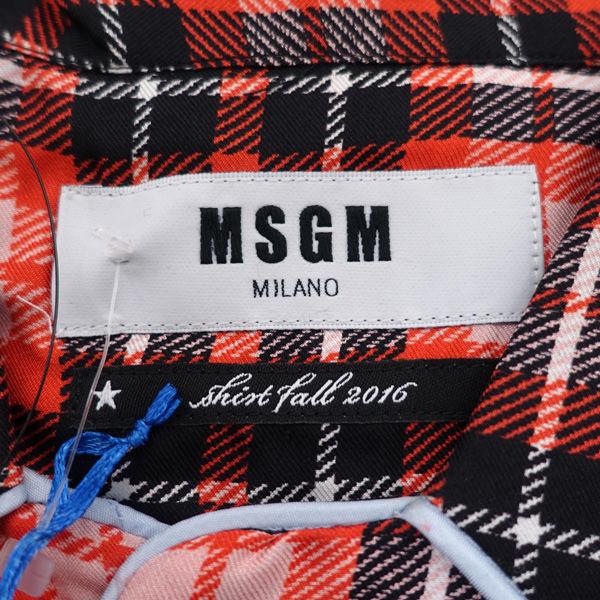 MSGM / エムエスジーエム 長袖シャツ/チェック柄/シルク/絹素材/レッド