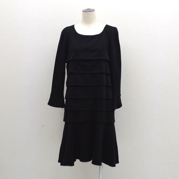 CHANEL / シャネル ◆ワンピース コットン シルク ブラック フリル 01A P18099 ブランド【レディース/女性/婦人】 【中古】 CHANEL（シャネル） ワンピース コットン シルク ブラック フリル 01A