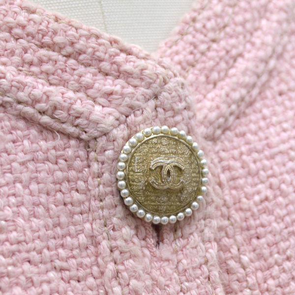 CHANEL / シャネル ツイード ノーカラー コットン ジャケット CHANEL / シャネル ツイード ノーカラー コットン ジャケット