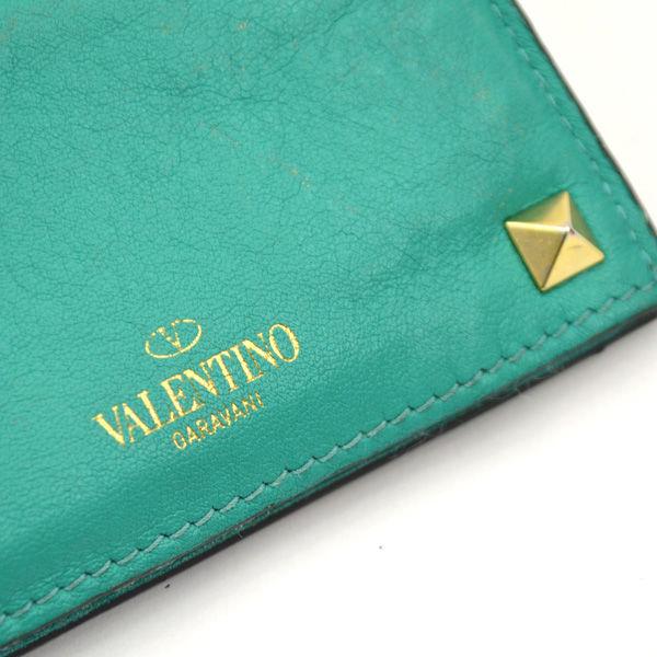 VALENTINO GARAVANI カードケース スタッズ グリーン ゴールド パス 