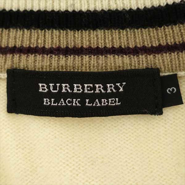 BURBERRY BLACK LABEL / バーバリーブラックレーベル ジップアップニット/カシミヤ混/ベージュ/サイズ3 BMT36-322-02  中古