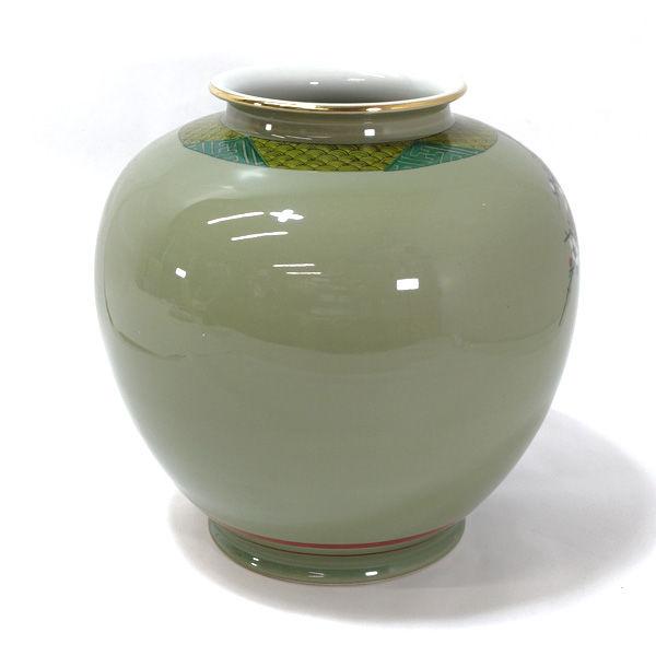 梅柄花瓶／未使用 九谷焼 龍仙 花器九谷焼/龍仙作 紅白梅 花瓶 ギフト 未使用 代引不可