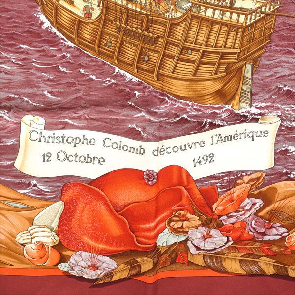 HERMES / エルメス ◆カレ 90 Christophe Colomb コロンブス 大判 スカーフ 【レディース/ガールズ/LADY/女性/婦人】 【中古】 HERMES（エルメス） カレ 90 Christophe Colomb コロンブス 大判