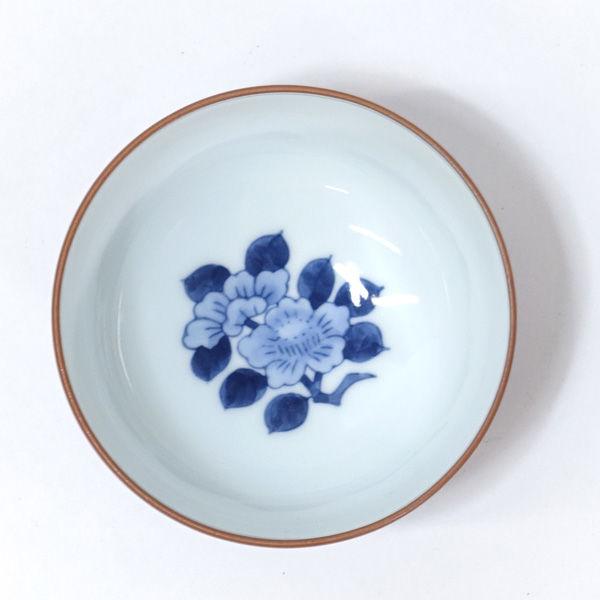 清水焼 日吉窯 馬場京泉 和食器清水焼/京泉 呉須巻花紋 湯呑揃 5個組