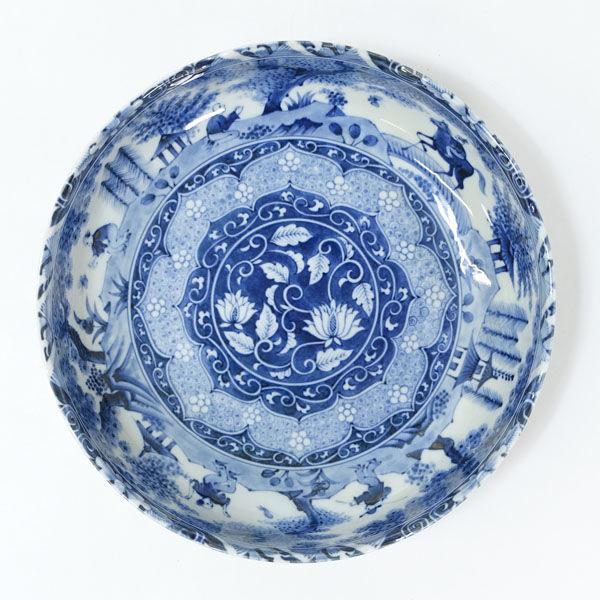 美濃焼 玄昌窯 和食器美濃焼/玄昌窯 染付山水 大鉢 ギフト 中古