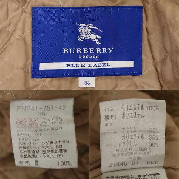 BURBERRY BLUE LABEL / バーバリーブルーレーベル  コーディロイコート/ボア/中綿/ベージュ/サイズ36 NF41-751-42  中古｜shop-archery｜10