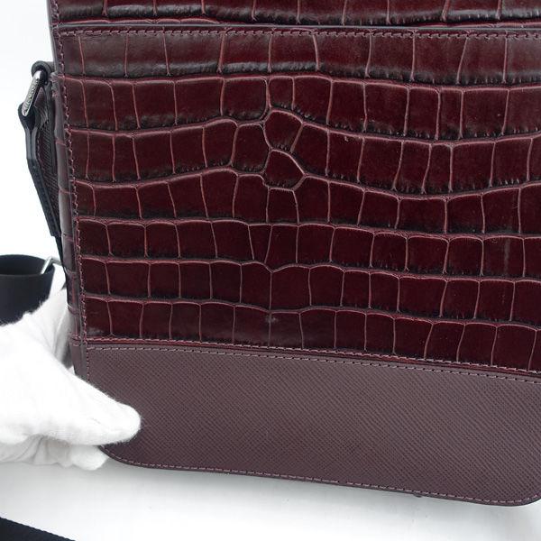 MICHAEL KORS / マイケルコース ◆ショルダーバッグ/フライトバッグ/クロコ型押し/ワインレッド 33F8LHRC6E メンズ 【中古】 MICHAEL KORS（マイケルコース） ショルダーバッグ/フライトバッグ