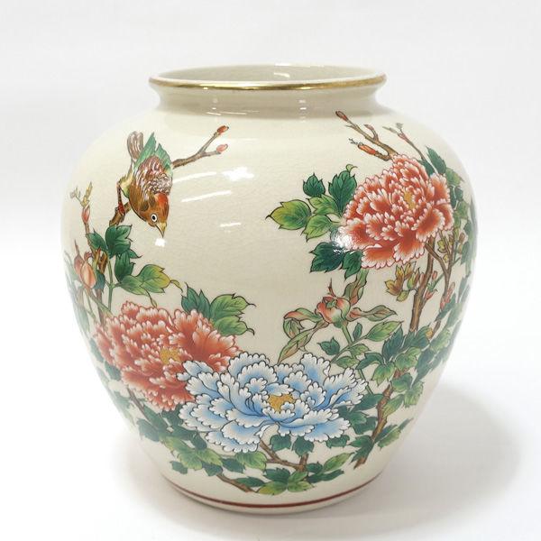 九谷焼 清栄 花器九谷焼/花鳥牡丹絵 花瓶 ギフト 未使用 : ARCHERY
